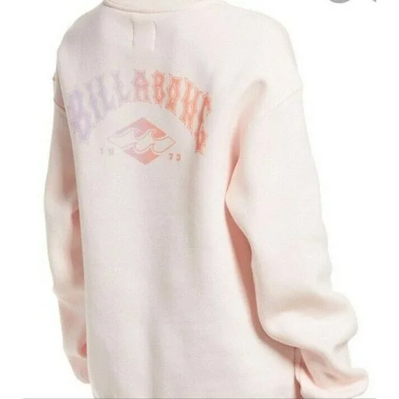 NWT Billabong Heritage Arc Graphic crew neck Sweatshirt Blush Pink Small - Picture 3 of 8